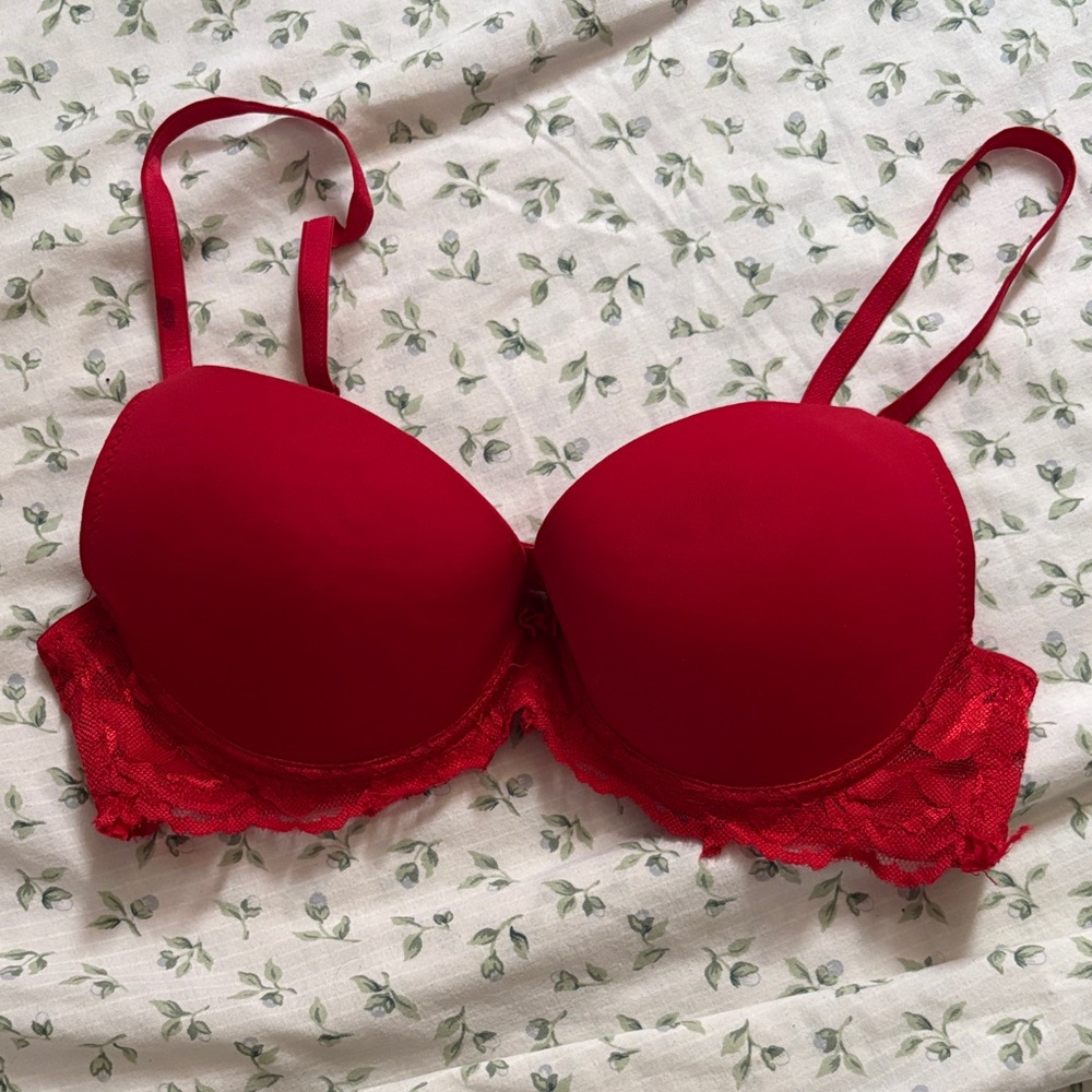 Elegant Red Lace Bra